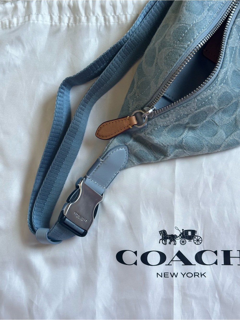 NEW Denim Blue Coach Belt Bag - Picture 3 of 5